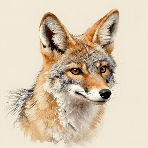 Pointillist Digital Coyote Portrait
