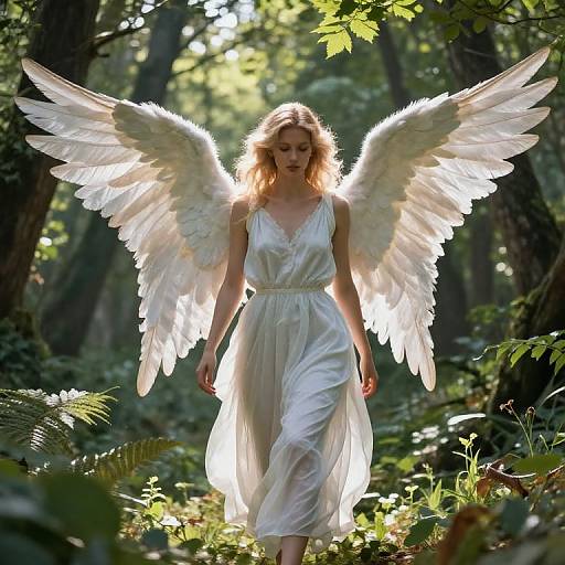 Hyper Realistic Angel in Enchanted Forest