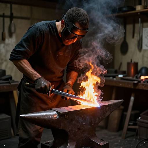 Blacksmith Forging Glowing Sword
