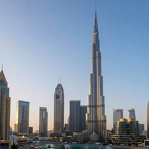 Intricate Anime Dubai Dawn Skyline