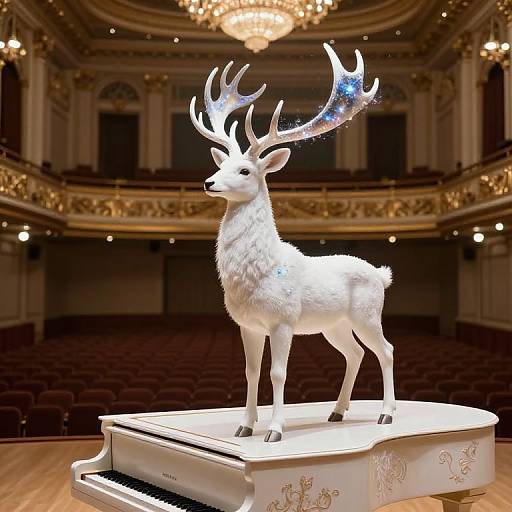 Majestic White Stag in Dreamscape