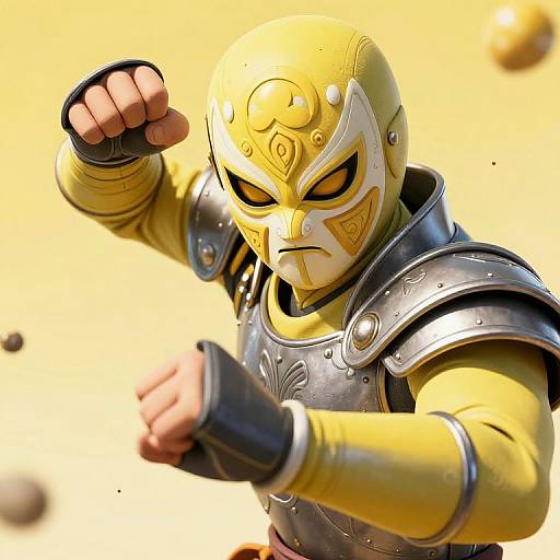 Retro Ninja Action Closeup Painting