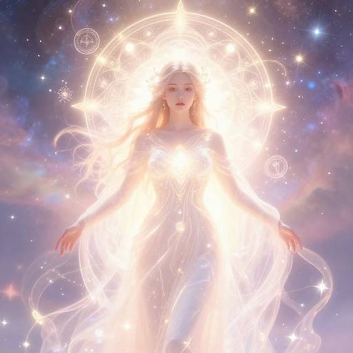 Radiant Divine Goddess in Cosmic Light