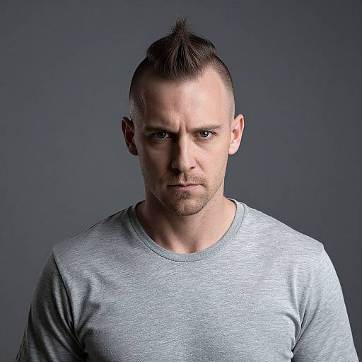 Serious Man with Mohawk Portrait