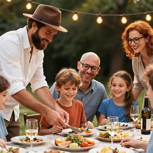Joyful Family Outdoor Dinner Scene