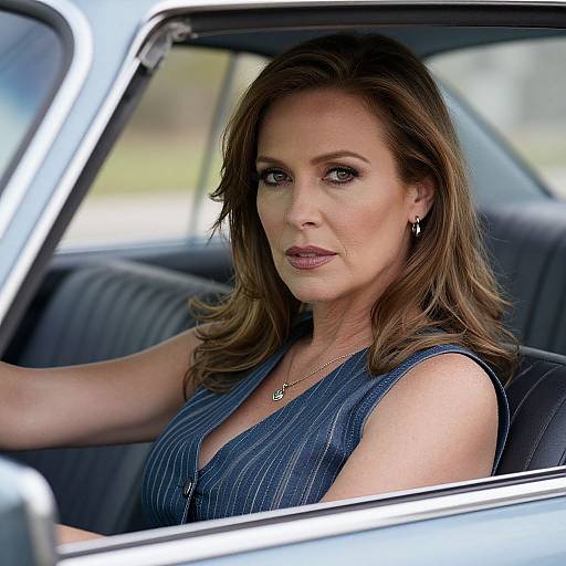 Stylish Middle-Aged Woman in Classic Car