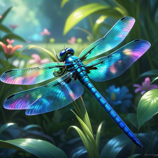 Vibrant Azure Dragonfly in Spring Garden Vibrant Azure Dragonfly in Spring Garden