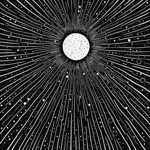 Black and White Cosmic Void Illustration