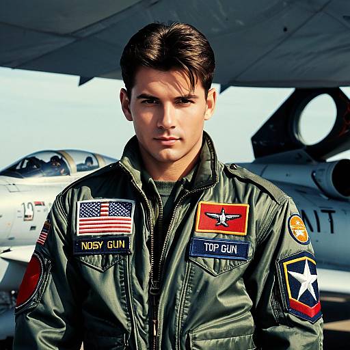 Realistic Military Top Gun Costume Portrait