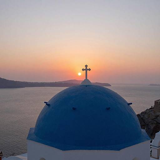 Stunning Sunset with Blue Domes