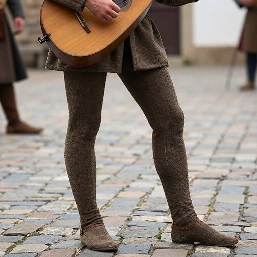 Medieval Minstrel in Rustic Village