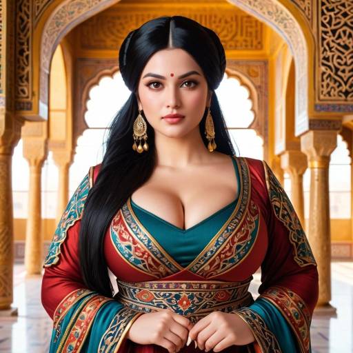 Confident Curvy Woman in Persian Palace