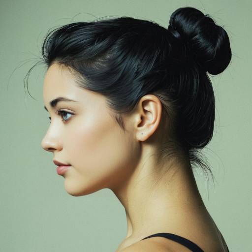 Side Profile of Young Woman with Hair Bun