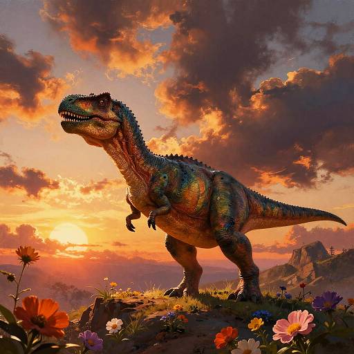 Jesus and Dinosaur Peaceful Encounter