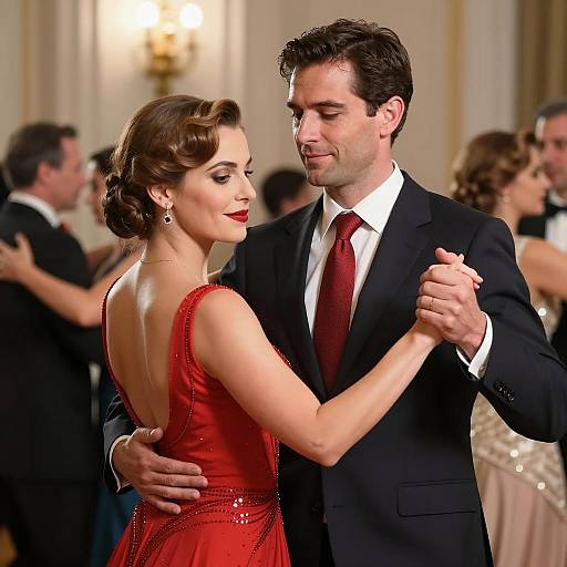 Elegant Couple Dancing at Formal Ball
