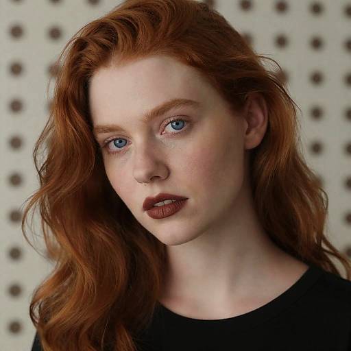 Pale Woman with Blue Eyes and Red Hair