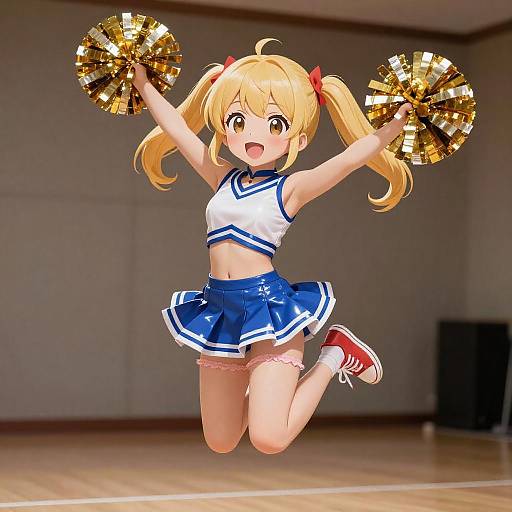 Joyful Anime Cheerleader in Action