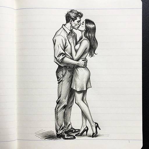 Romantic Pencil Sketch on Notebook Paper
