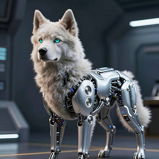 Stoic Futuristic Robotic Dog with Fur