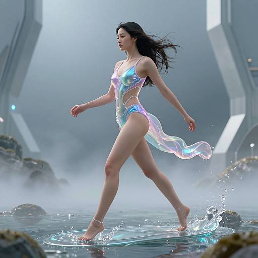 Futuristic Liquid Crystal Swimsuit