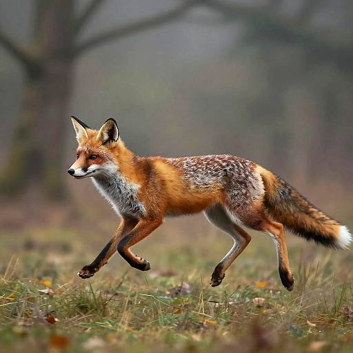 Autumn Fox-Deer Hybrid in Misty Woods
