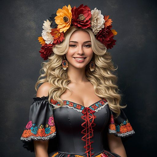 Bohemian Beauty in Floral Catrina Costume