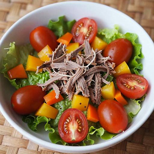 Colorful Fresh Salad with Shredded Meat