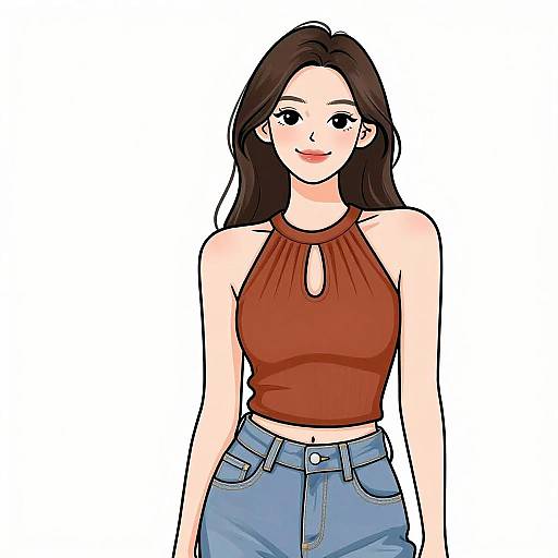 Smiling Woman in Casual Chic Outfit