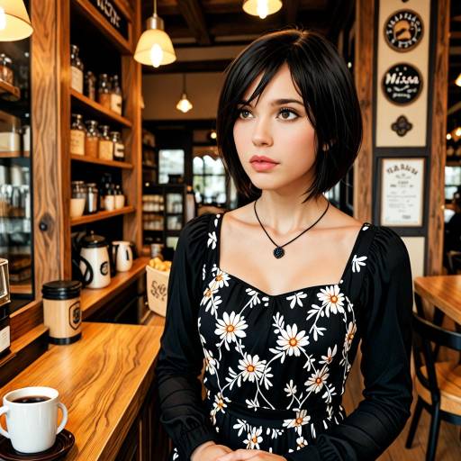 Mikasa Ackerman in Cozy Coffee Shop