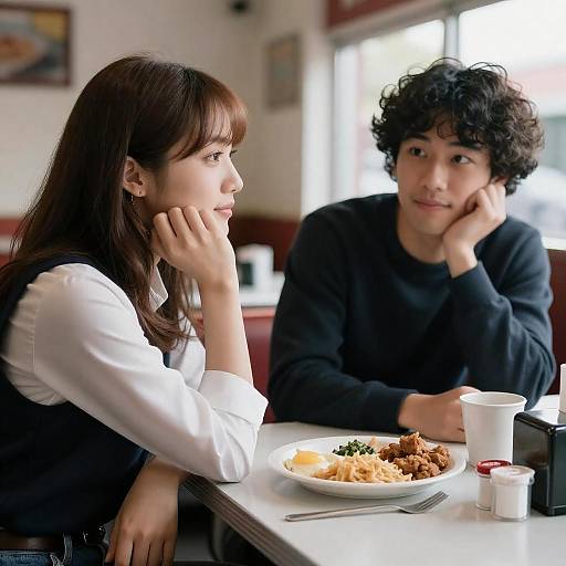 Intimate Diner Moment Between Two Figures