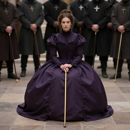 Purple Victorian Woman with Gold Canes
