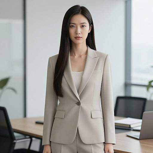Elegant Minimalist Woman in Office