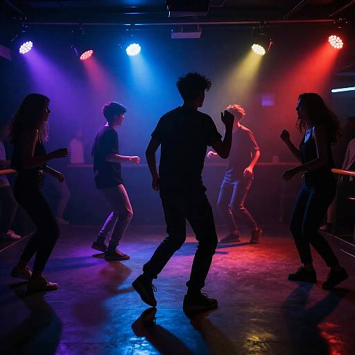 Vibrant Strobe-Lit Nightclub Dance Scene