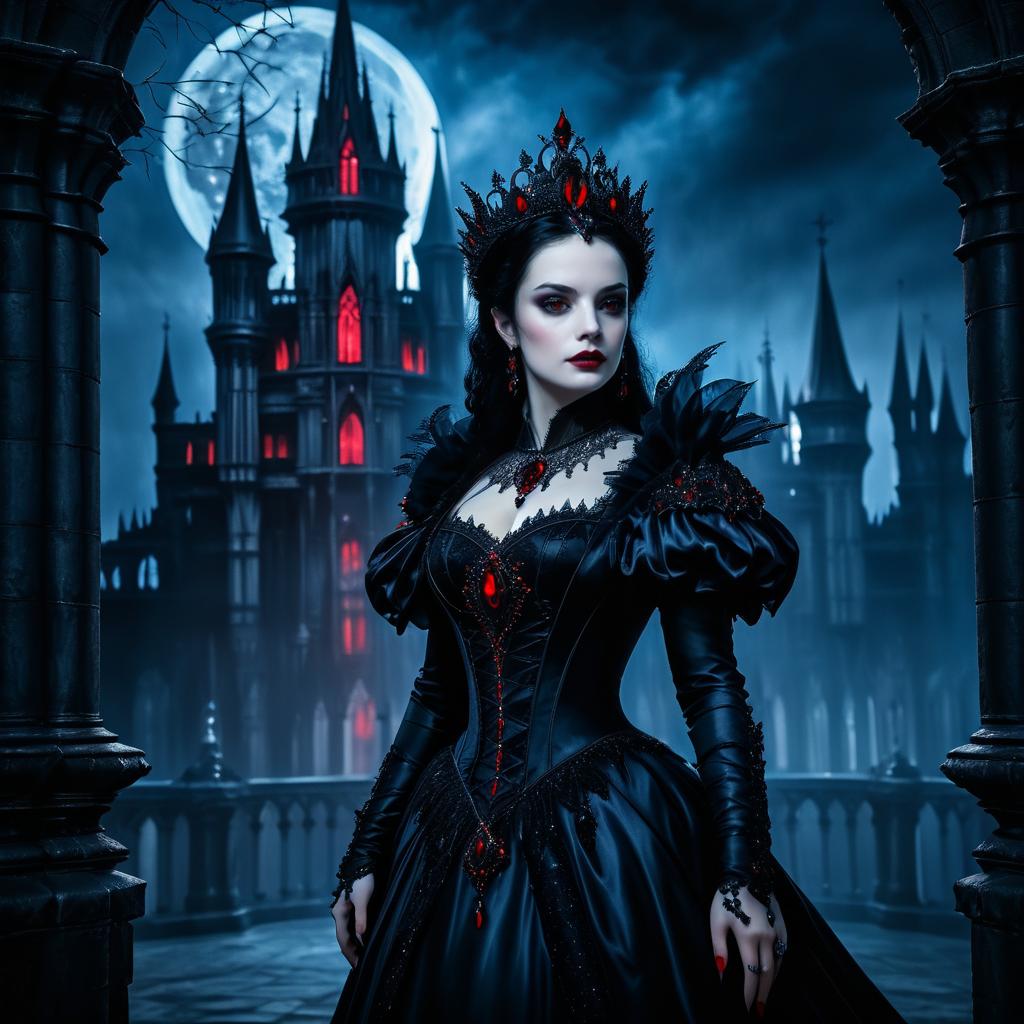 Gothic Vampire Queen in Dark Castle