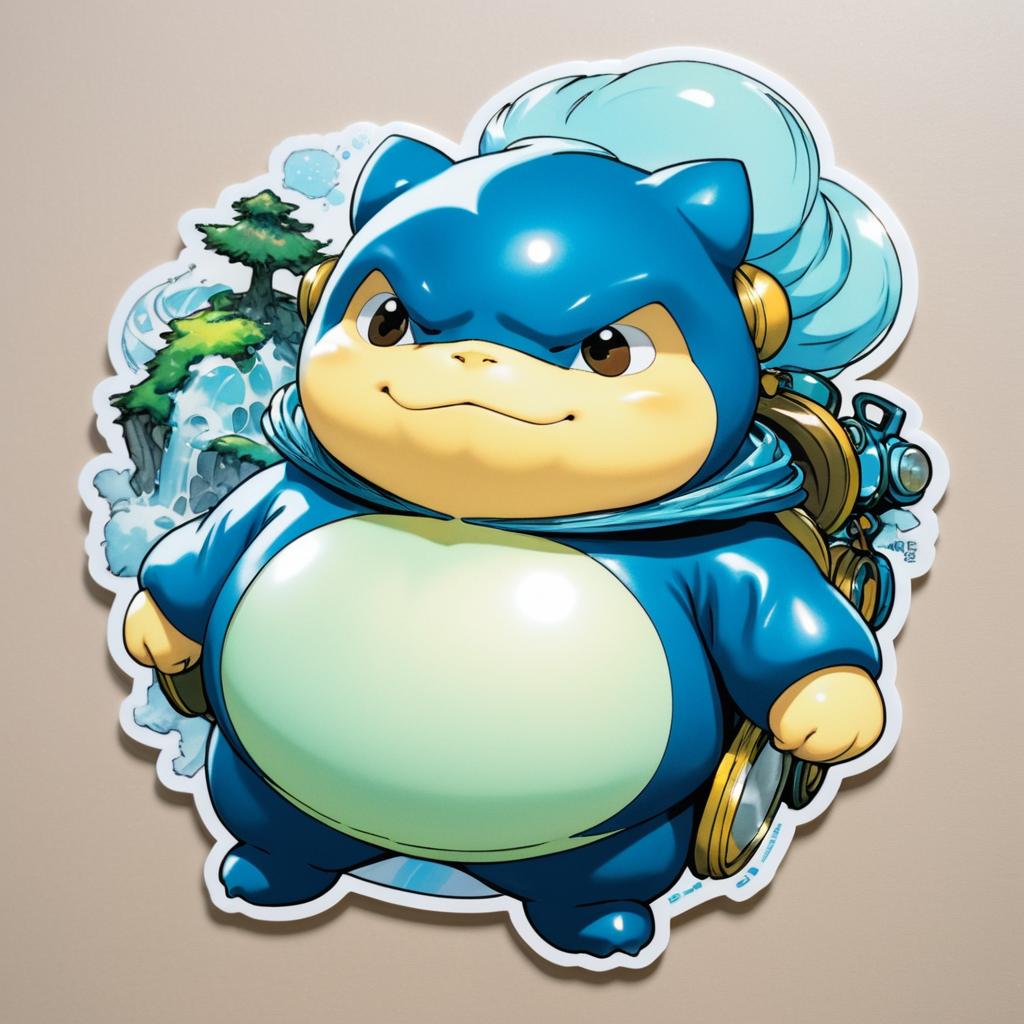 Cute Snorlax Superhero Sticker Art