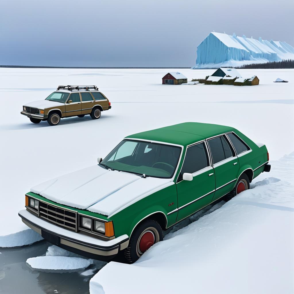 1980s Canadian Vehicle in Icy Landscape