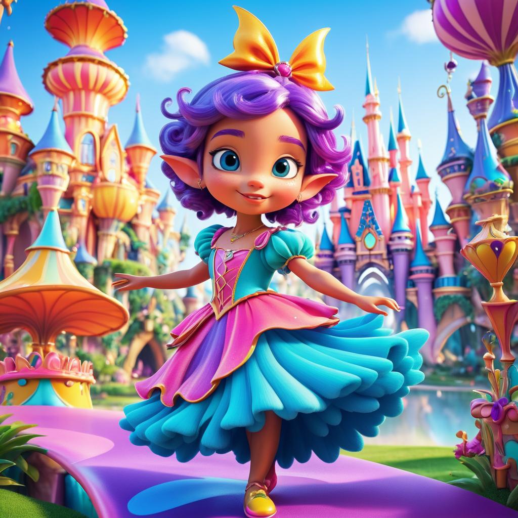 Vibrant Fairy in a Whimsical Theme Park