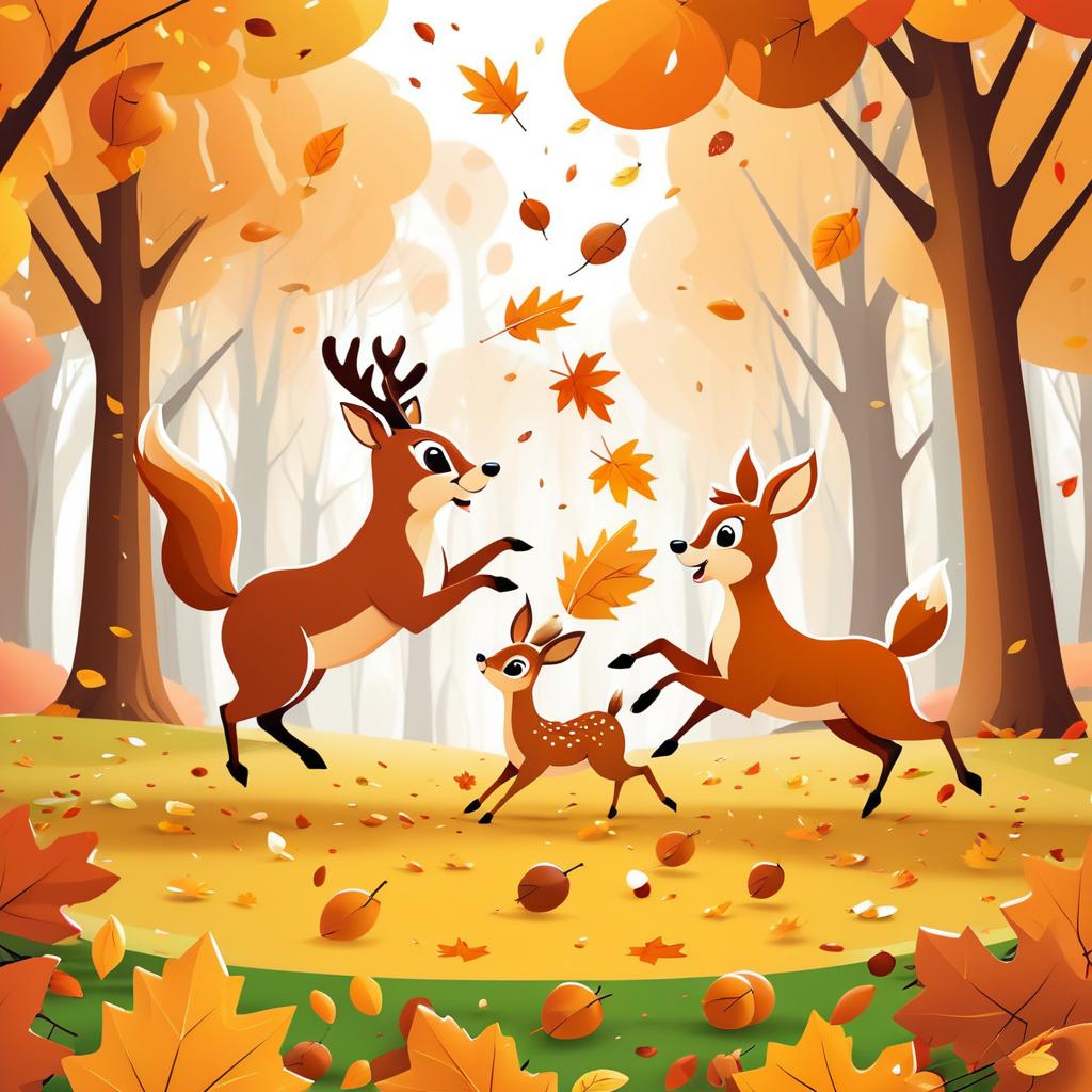 Playful Autumn Battle: Squirrel vs Deer