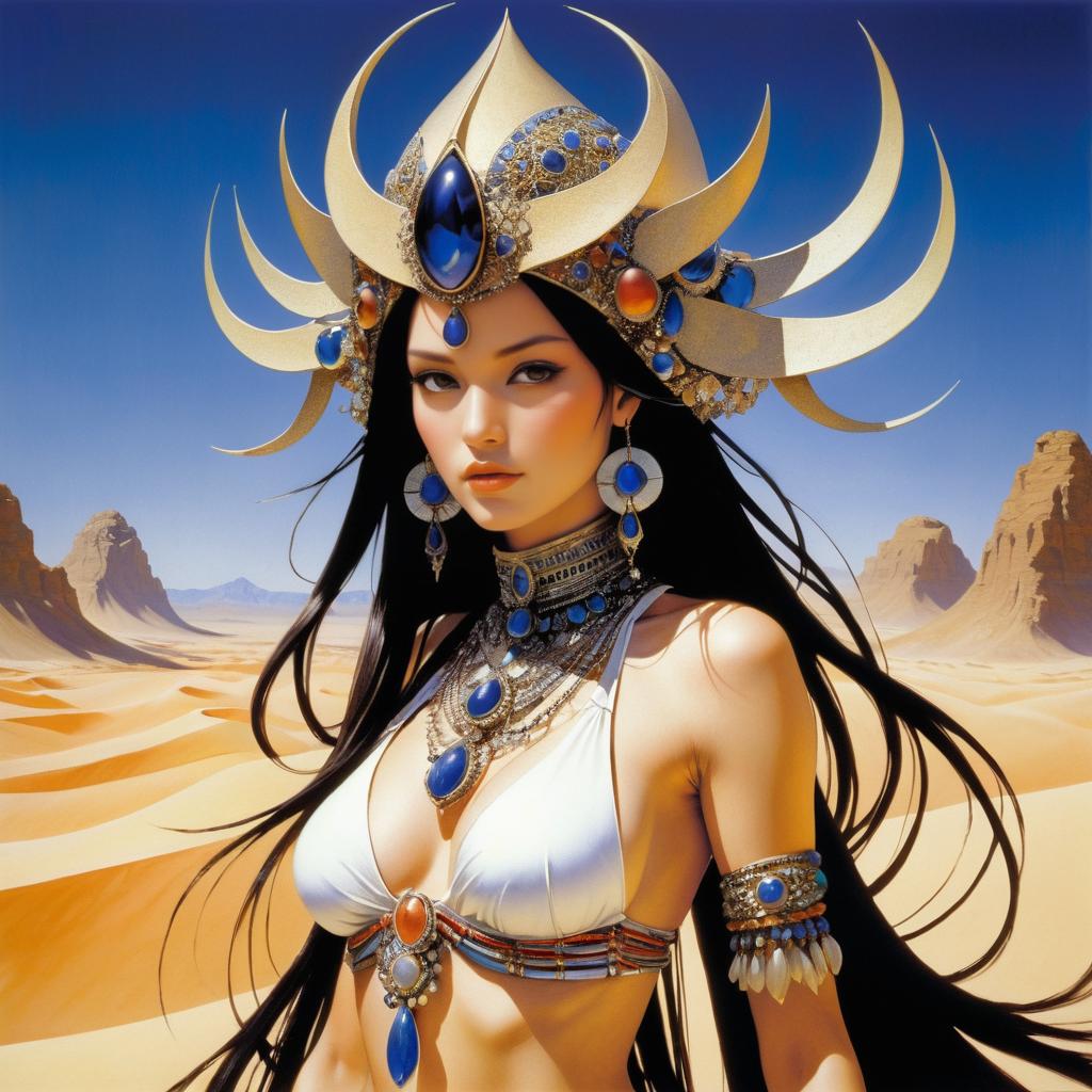 Mystical Sorceress in a Desert Landscape