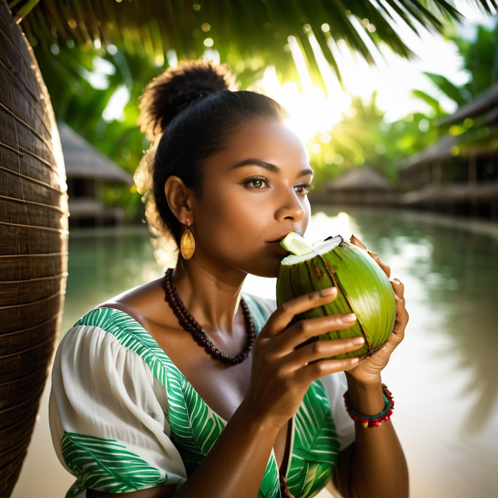 Artistic Photography of Woman with Coconut