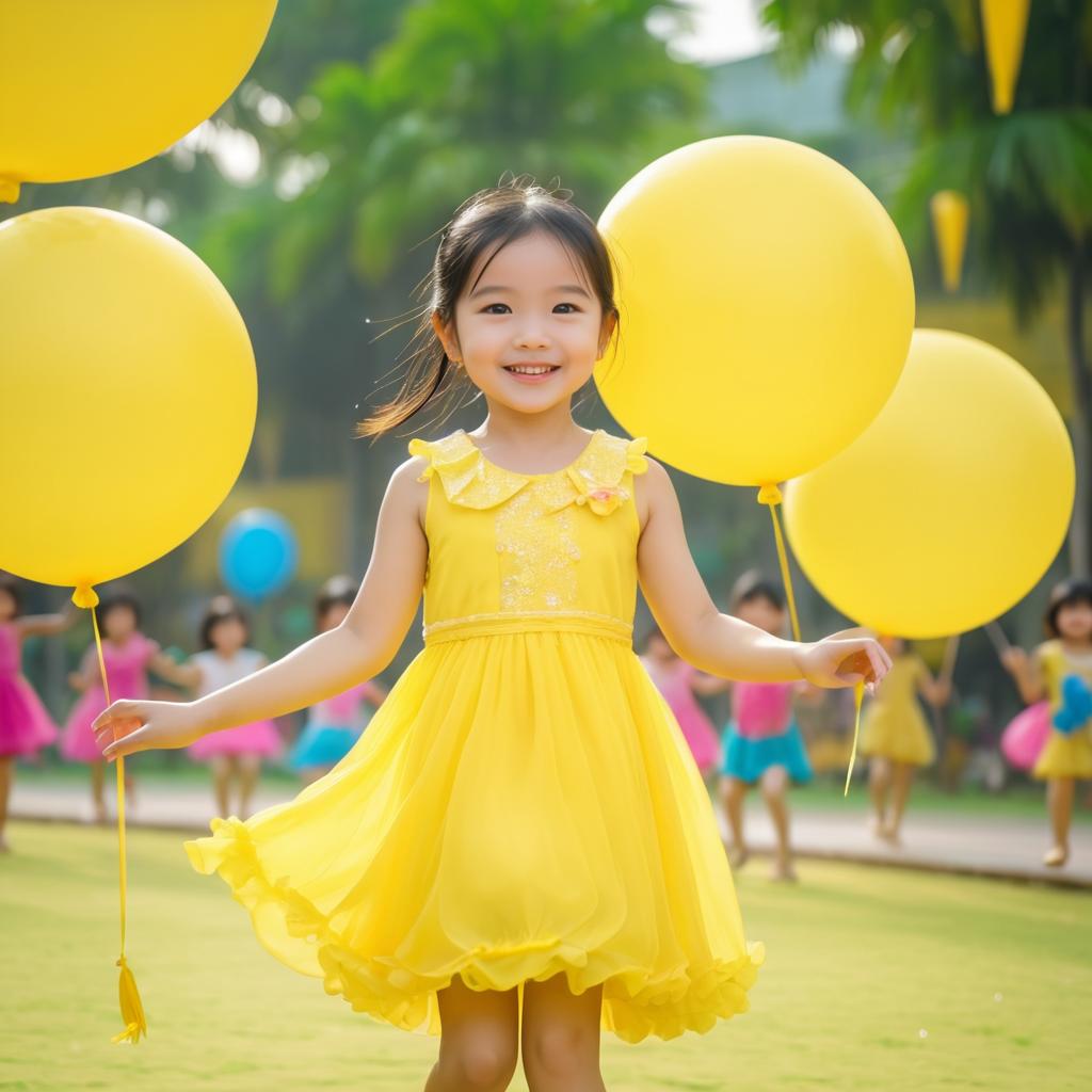 Joyful Vietnamese Girl at Playground