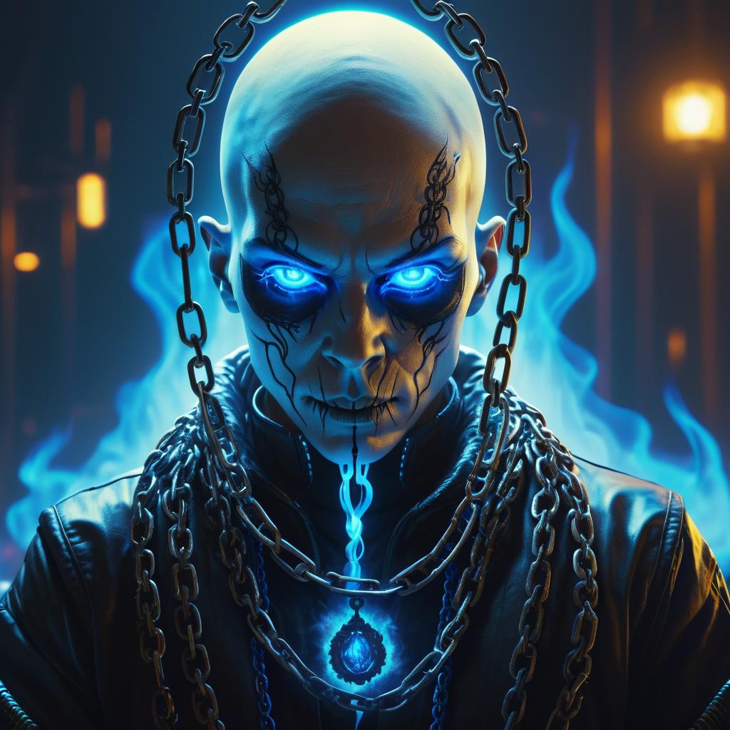 Eerie Cyberpunk Ghoul Portrait Art