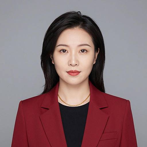 Asian Woman in Red Blazer Studio Portrait