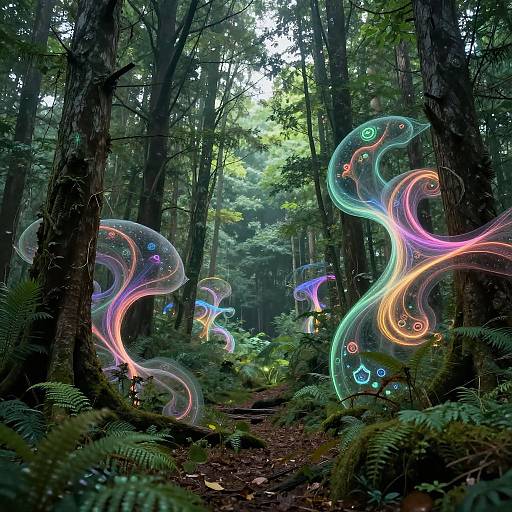 Dreamlike Neon Forest Fusion