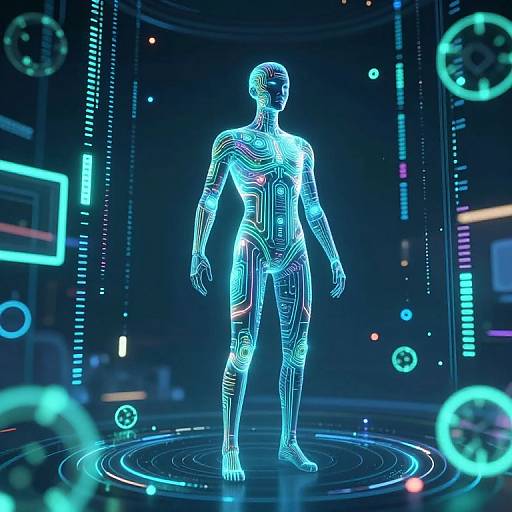 Futuristic Digital Avatar in VR Space