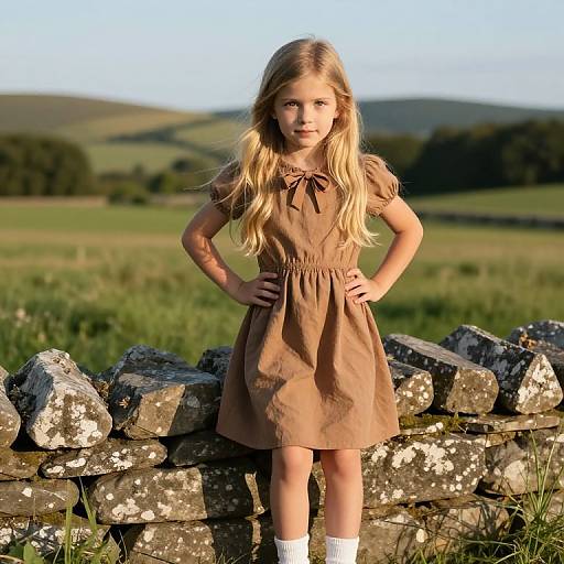 Confident Girl in Rustic Countryside