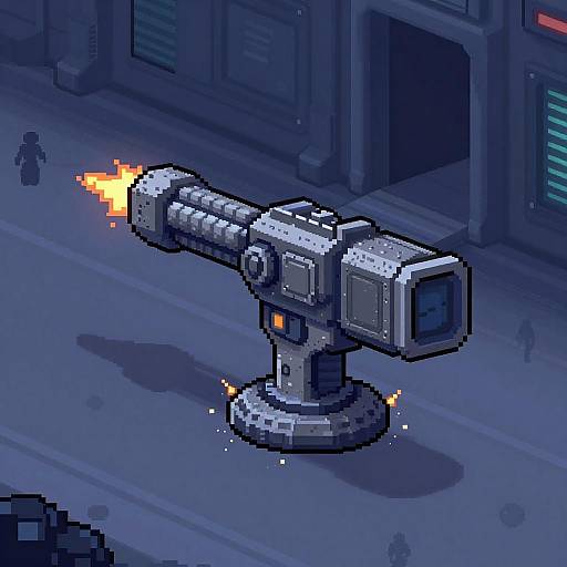 Retro Pixel Art Futuristic Laser Cannon