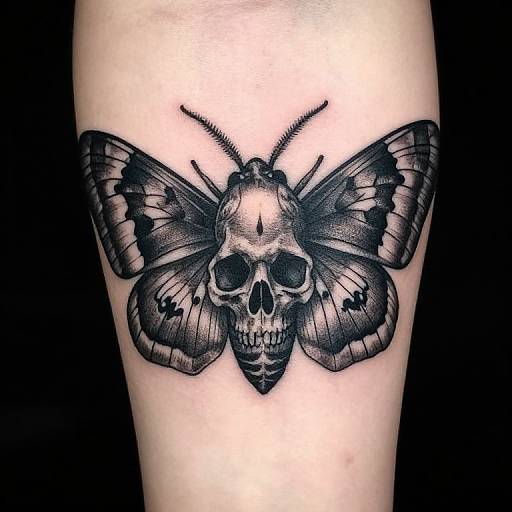 Gothic Death Skull Moth Tattoo