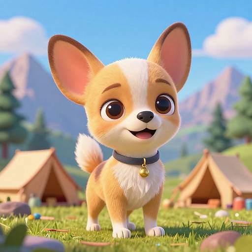 Cute Cartoon Chihuahua Camping Adventure
