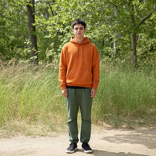 Young Man in Lush Forest Setting